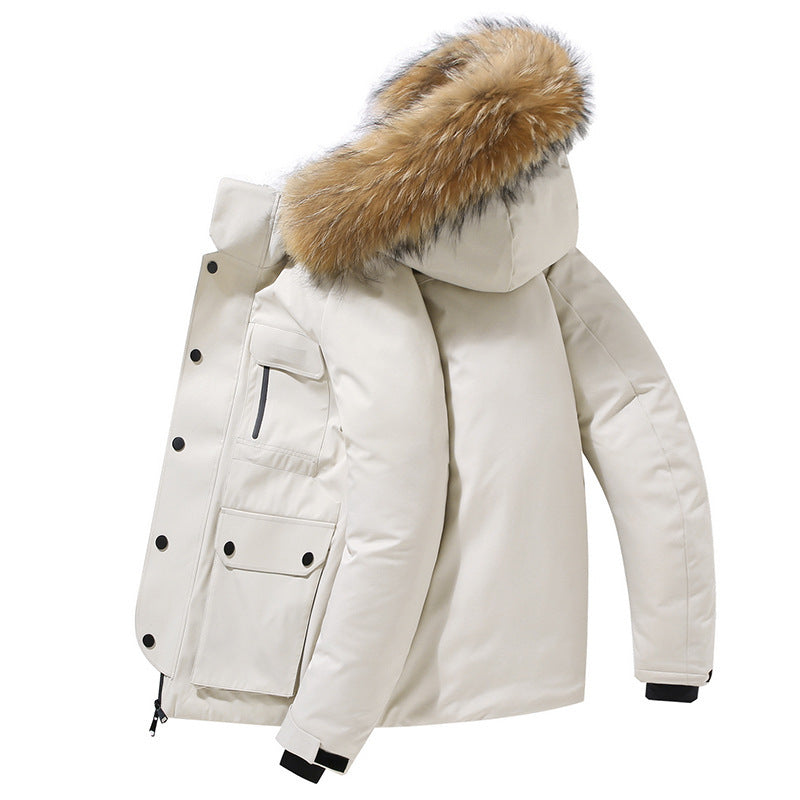 Hooded Down Jacket Thick Warm Coat Fur Collar
