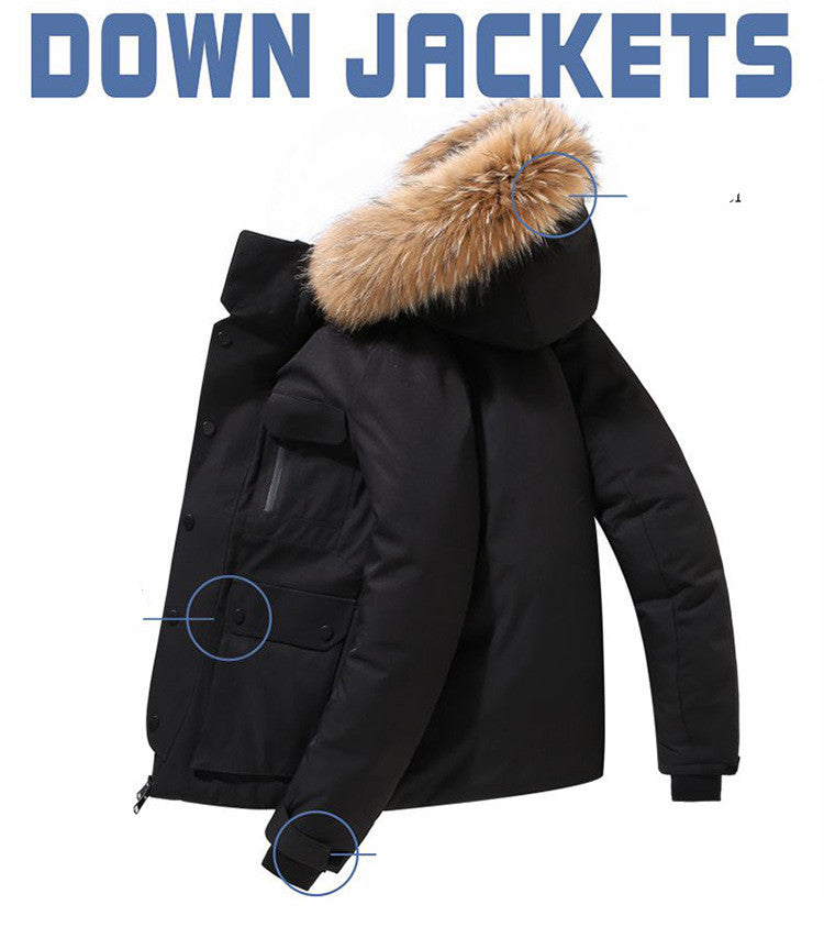 Hooded Down Jacket Thick Warm Coat Fur Collar