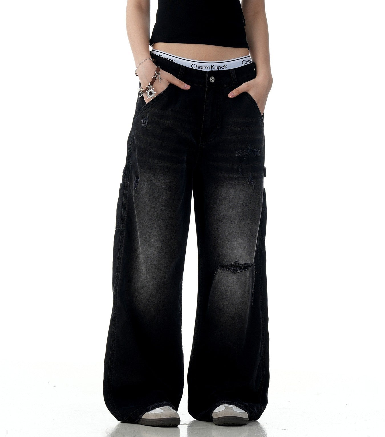 Baggy Retro Tattered Jeans Jeans