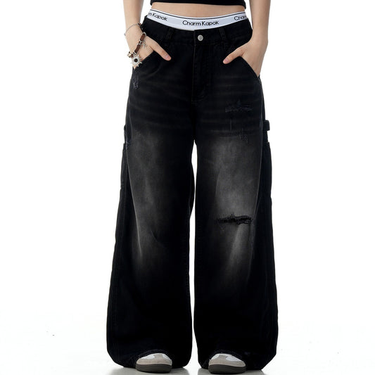 Baggy Retro Tattered Jeans Jeans