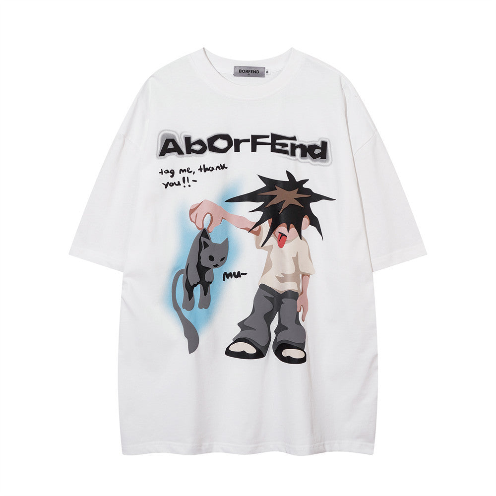 Fashion Cartoon Anime Print Short Sleeve Men