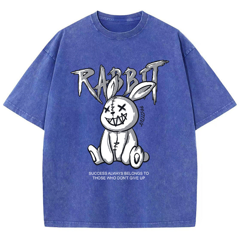 Cute Rabbit Print T-shirt Breathable T-shirt Streetwear